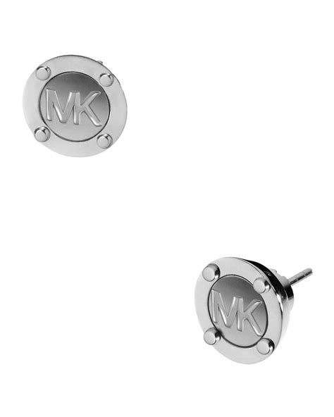 michael kors astor stud logo earrings silver color|Women's Silver Earrings .